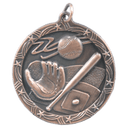 Antique Bronze 1 3/4" Baseball/Softball Shooting Star Medal