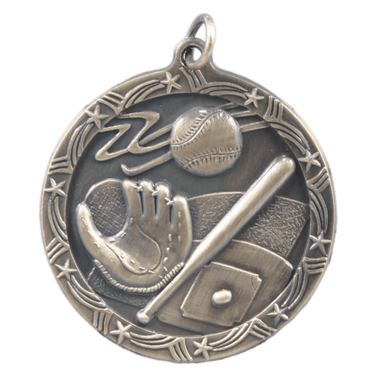 Antique Gold 1 3/4" Baseball/Softball Shooting Star Medal