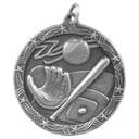Antique Silver 1 3/4" Baseball/Softball Shooting Star Medal