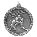 Antique Silver 1 3/4" Wrestling Shooting Star Medal