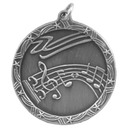 Antique Silver 1 3/4" Music Shooting Star Medal