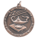 Antique Bronze 1 3/4" Lamp of Knowledge Shooting Star Medal
