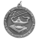 Antique Silver 1 3/4" Lamp of Knowledge Shooting Star Medal