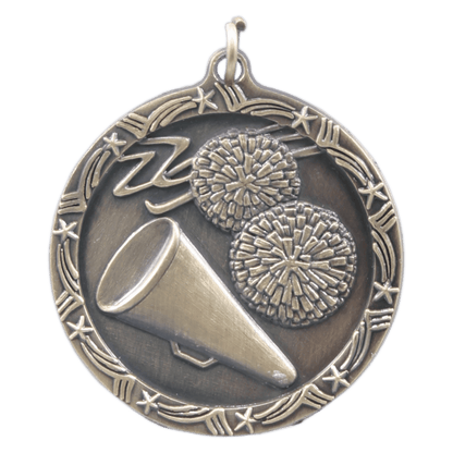 Antique Gold 1 3/4" Cheer Shooting Star Medal