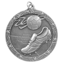 Antique Silver 2 1/2" Soccer Shooting Star Medal