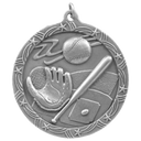 Antique Silver 2 1/2" Baseball/Softball Shooting Star Medal