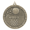 Antique Gold 2 1/2" Basketball Shooting Star Medal