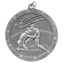 Antique Silver 2 1/2" Wrestling Shooting Star Medal