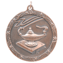 Antique Bronze 2 1/2" Lamp of Knowledge Shooting Star Medal