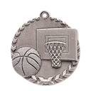 Antique Silver 1 3/4" Basketball Millennium Medal