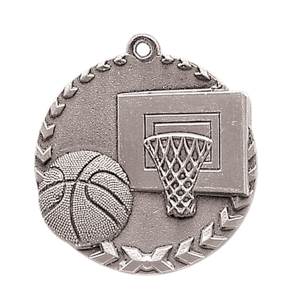 Antique Silver 1 3/4" Basketball Millennium Medal
