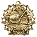 Antique Gold 2 1/4" Golf Ten Star Medal