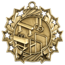Antique Gold 2 1/4" Gymnastics Ten Star Medal
