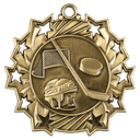 Antique Gold 2 1/4" Hockey Ten Star Medal