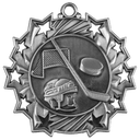 Antique Silver 2 1/4" Hockey Ten Star Medal