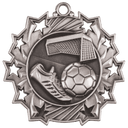 Antique Silver 2 1/4" Soccer Ten Star Medal