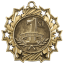 2 1/4" Antique Gold 1st Place Ten Star Medal