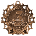 2 1/4" Antique Bronze 3rd Place Ten Star Medal
