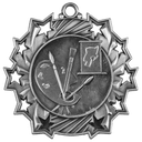 Antique Silver 2 1/4" Art Ten Star Medal