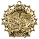 Antique Gold 2 1/4" Drama Ten Star Medal