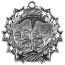 Antique Silver 2 1/4" Drama Ten Star Medal