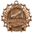 Antique Bronze 2 1/4" Honor Roll Ten Star Medal