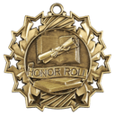 Antique Gold 2 1/4" Honor Roll Ten Star Medal
