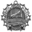 Antique Silver 2 1/4" Honor Roll Ten Star Medal