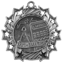 Antique Silver 2 1/4" Math Ten Star Medal