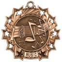 Antique Bronze 2 1/4" Music Ten Star Medal