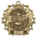 Antique Gold 2 1/4" Music Ten Star Medal