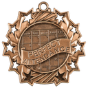 Antique Bronze 2 1/4" Perfect Attendance Ten Star Medal
