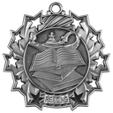 Antique Silver 2 1/4" Reading Ten Star Medal