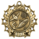 Antique Gold 2 1/4" Science Ten Star Medal