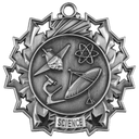 Antique Silver 2 1/4" Science Ten Star Medal
