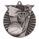 Antique Silver 2" Basketball Victory Medal